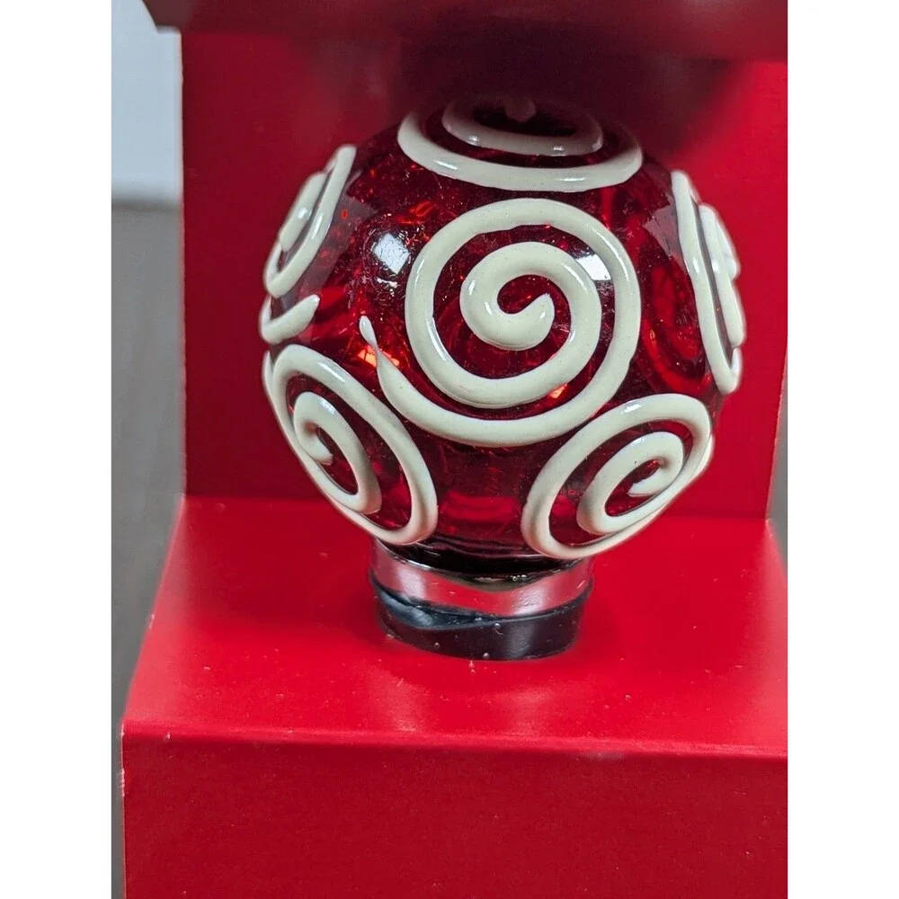 PIER 1 IMPORTS Christmas Ornament Bottle Stopper Res White Glass Silver Holiday